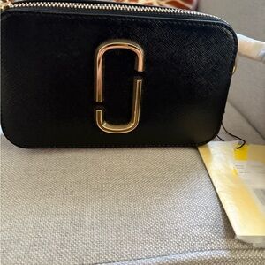 Marc Jacobs Black Crossbody Bag with Gold Detail